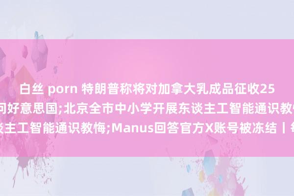 白丝 porn 特朗普称将对加拿大乳成品征收250%的平等关税;王毅五问好意思国;北京全市中小学开展东谈主工智能通识教悔;Manus回答官方X账号被冻结丨每经早参