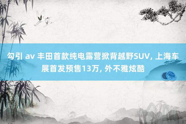 勾引 av 丰田首款纯电露营掀背越野SUV, 上海车展首发预售13万, 外不雅炫酷