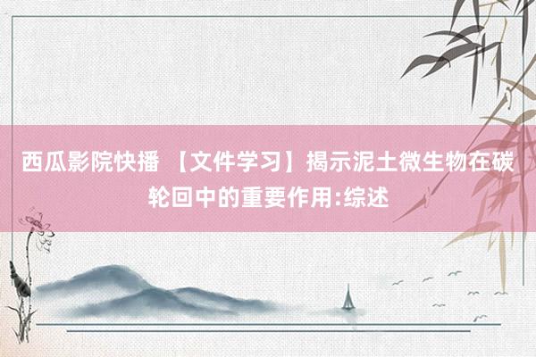 西瓜影院快播 【文件学习】揭示泥土微生物在碳轮回中的重要作用:综述